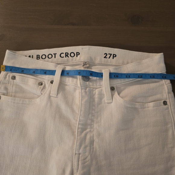 J. Crew Women's Demi Boot Crop Denim Jeans 27P White Raw Edge Bottom Petite - Picture 8 of 15